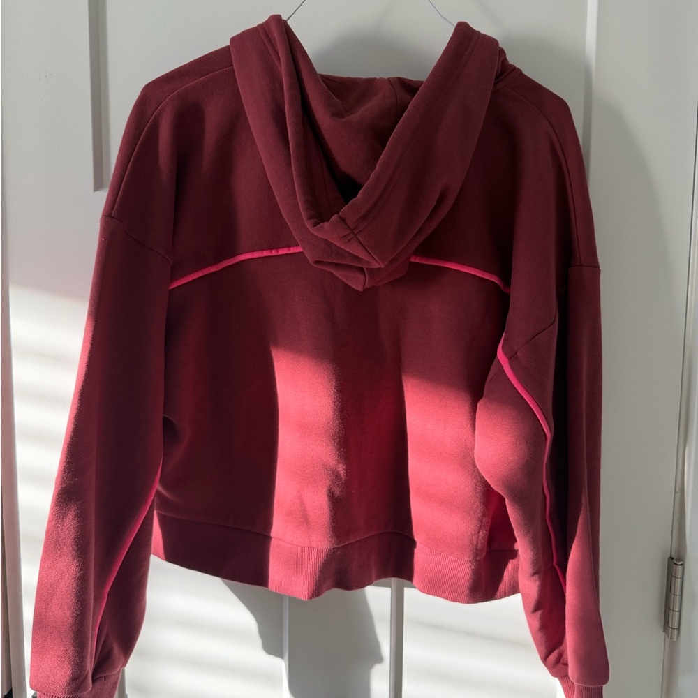 JoyLab Maroon Zip-Up Hoodie with Hot Pink Drawstrings - Picture 3 of 3